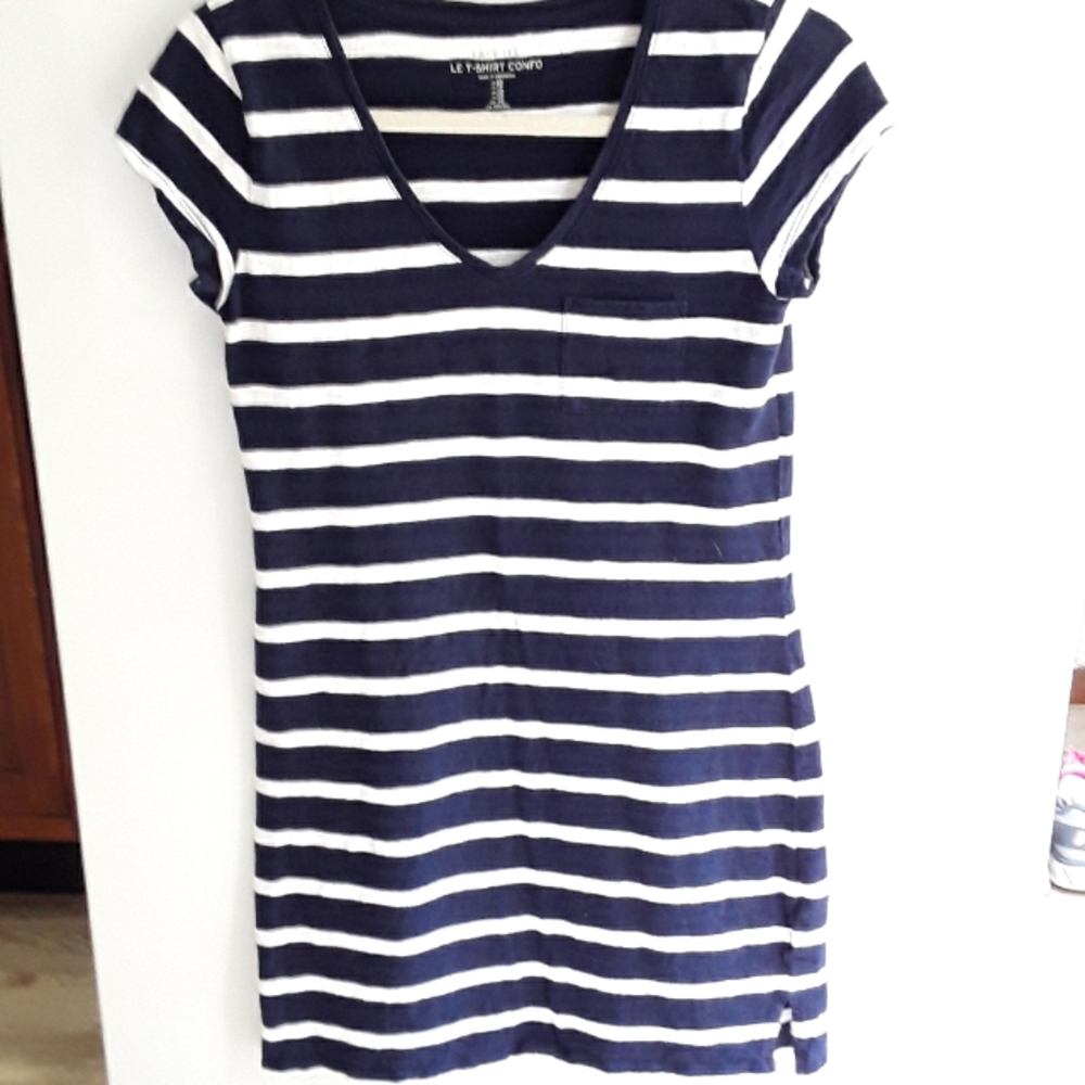 GAP LE T- SHIRT CONFO EASY TEE STRIPED DRESS SZ XS